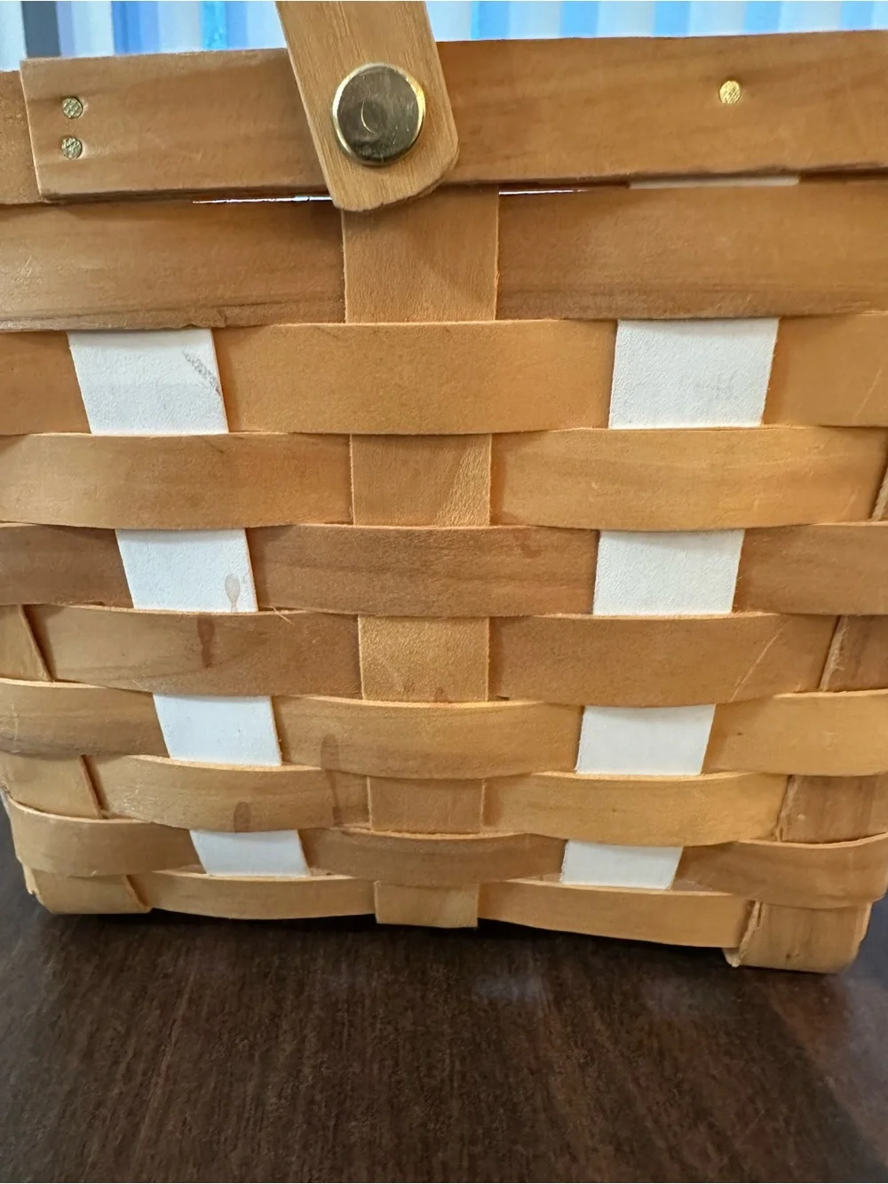 Natural Woven Basket with Wood Handle
